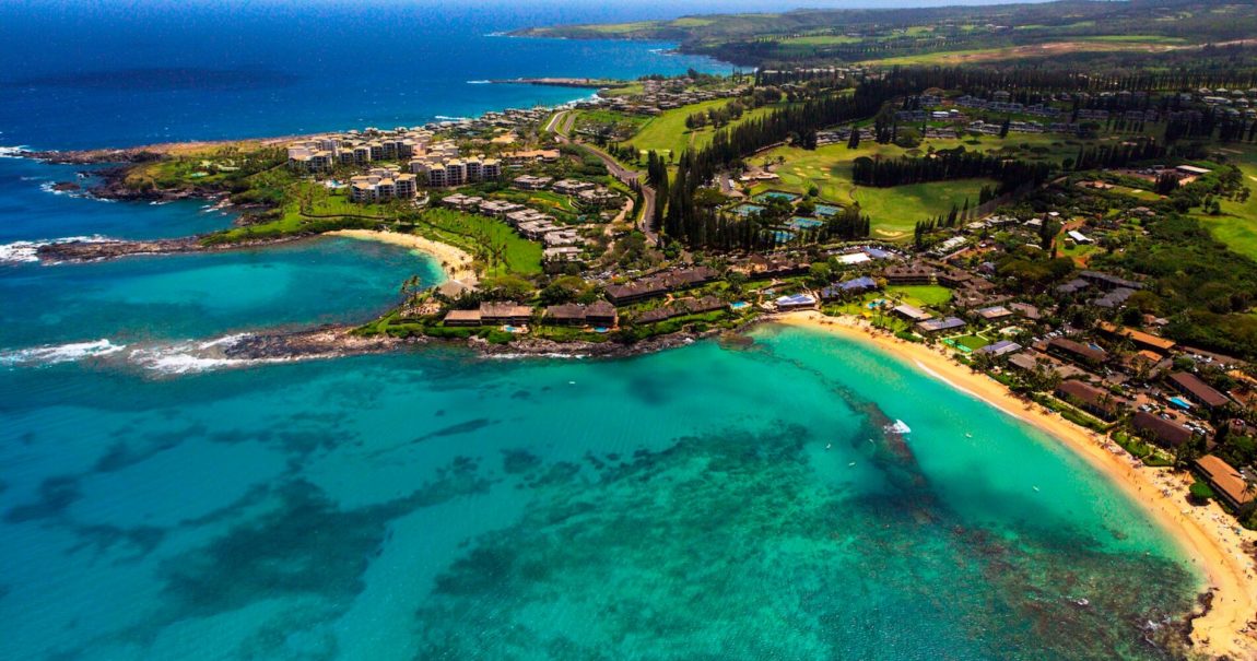 Aerial view of Napili Kai Beach Resort, Maui, Hawaii